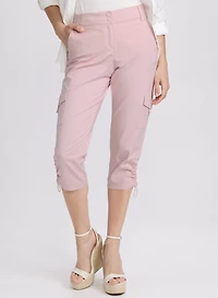 Cropped Drawstring Hem Cargo Pants