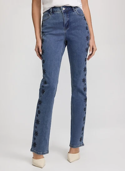 Floral Appliqué Jeans