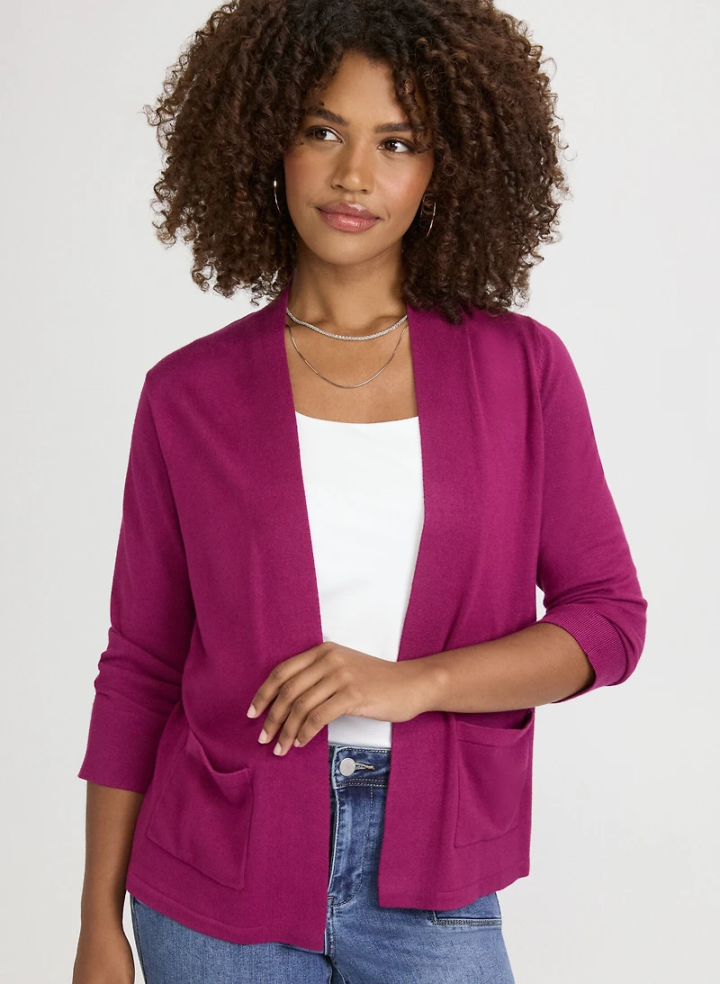 Short Open Front Cardigan