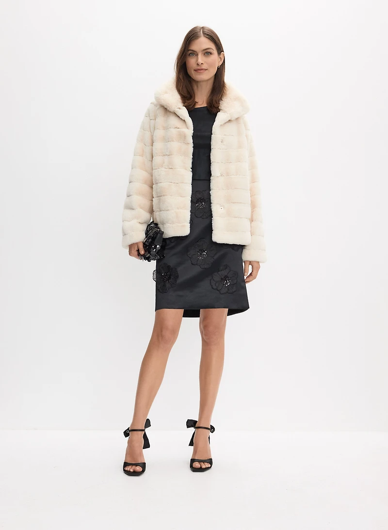 Ribbed Faux Fur Coat