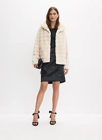 Ribbed Faux Fur Coat