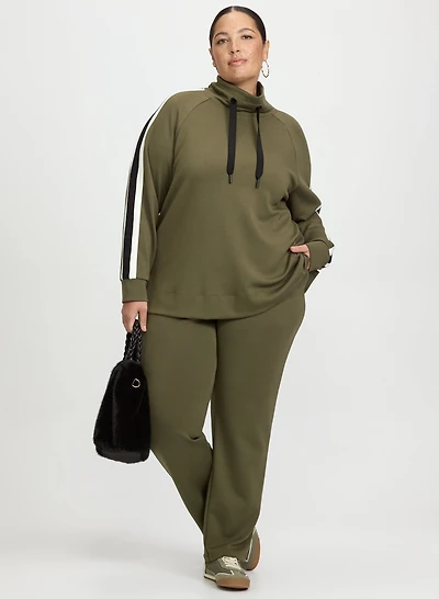 Contrast Sleeve Top & Pull-On Scuba Pants