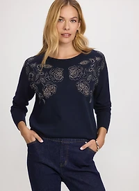 Embellished Floral Sweater