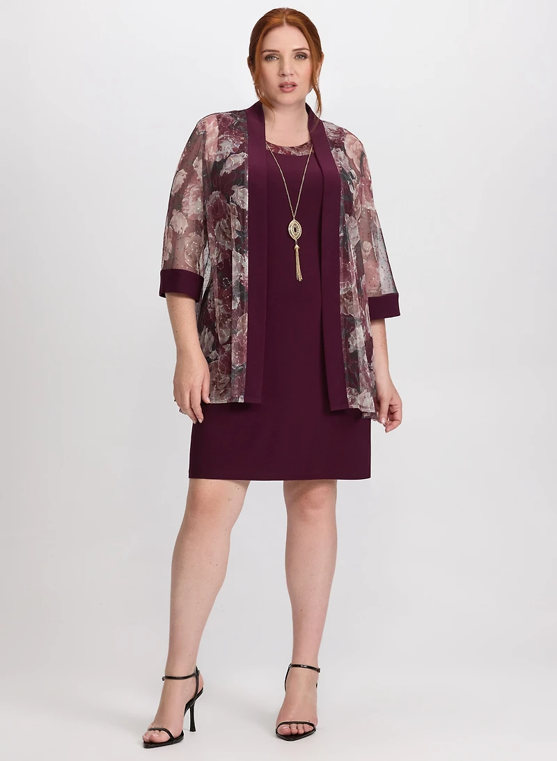 Floral Mesh Jacket & Dress Set