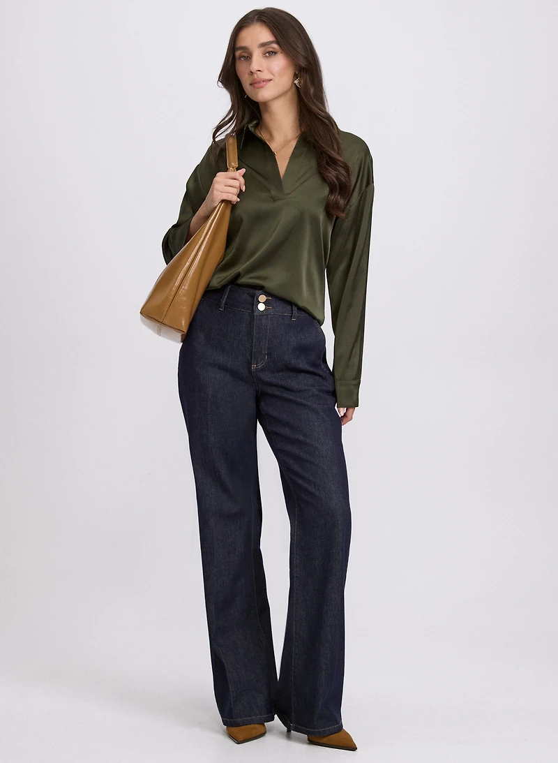 Satin Polo-Neck Blouse
