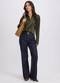 Satin Polo-Neck Blouse