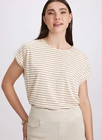 T-shirt rayé à manches capes