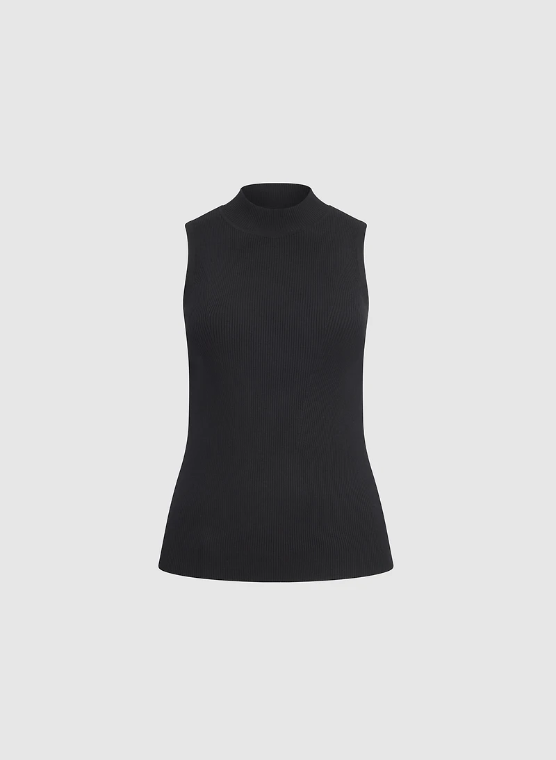 Sleeveless Mock Neck Knit