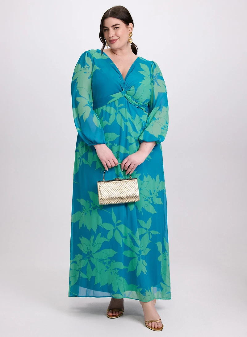 Robe effet torsadé à feuilles