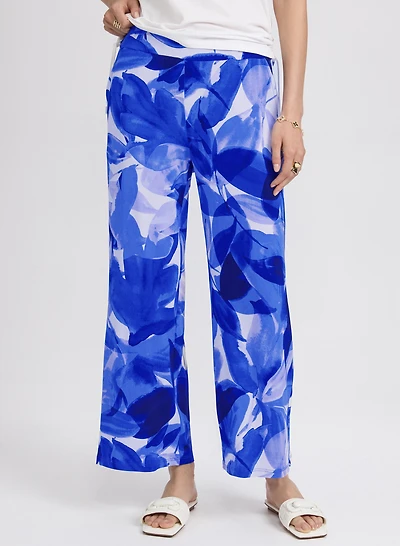 Olivia Leaf Print Wide-Leg Pants