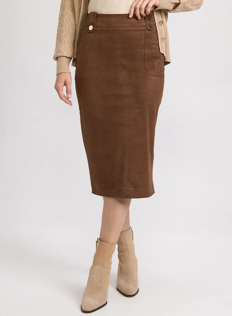 Vegan Suede Pencil Skirt