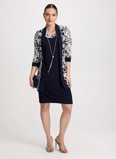 Ensemble à veste et robe florales transparentes