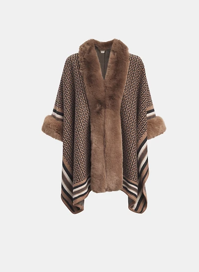 Poncho à motif géométrique mixte