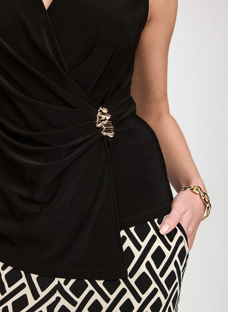 Sleeveless Brooch Top