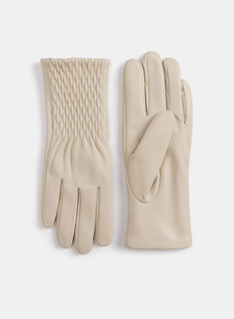 Gants froncés en cuir végane