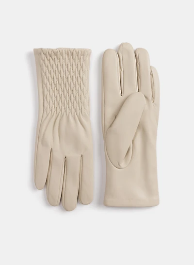 Gants froncés en cuir végane