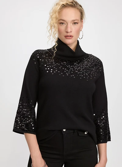 Sequined Cowl Neck Sweater