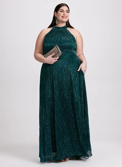 Foil Detail Mock Neck Dress