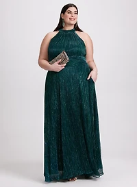 Foil Detail Mock Neck Dress