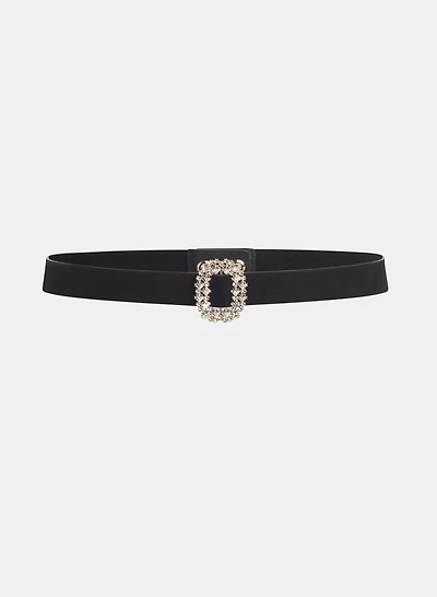 Faux-Suede Rhinestone Embellished Belt