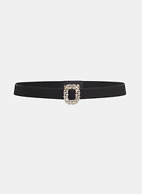 Faux-Suede Rhinestone Embellished Belt