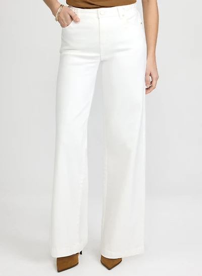 Braided Waist Trim Wide-Leg Jeans