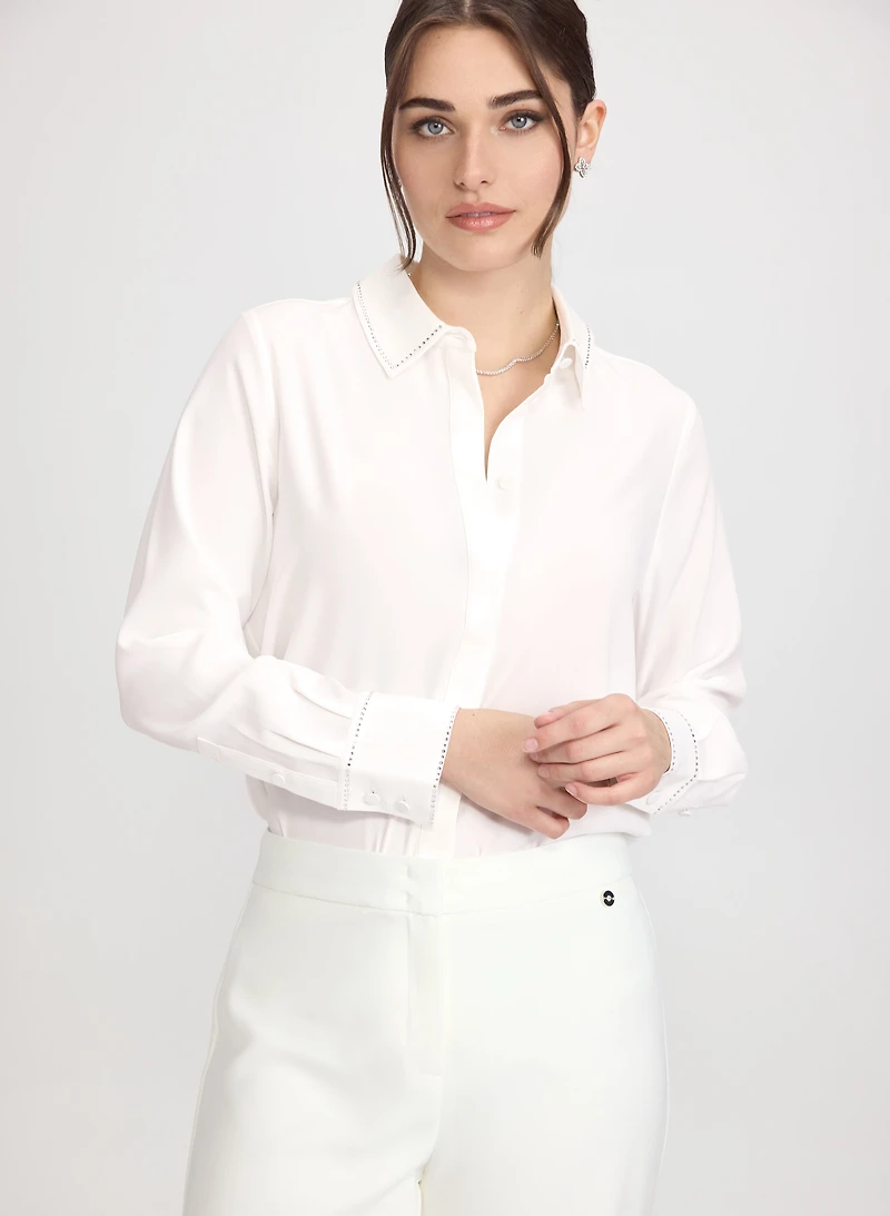 Rhinestone Trim Blouse