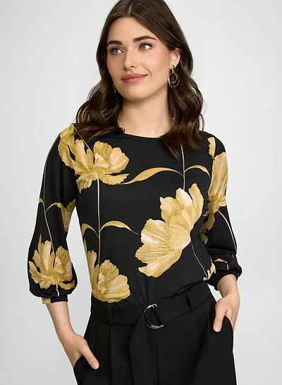 Balloon Sleeve Floral Top