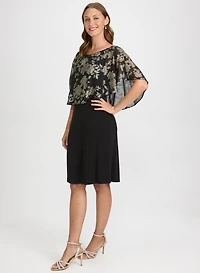 Metallic Floral Overlay Dress