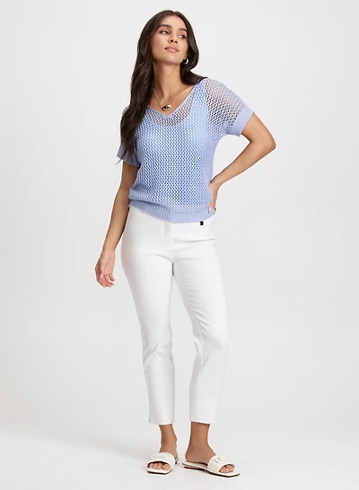 Knit Short Sleeve Sweater & Cotton Twill Pants