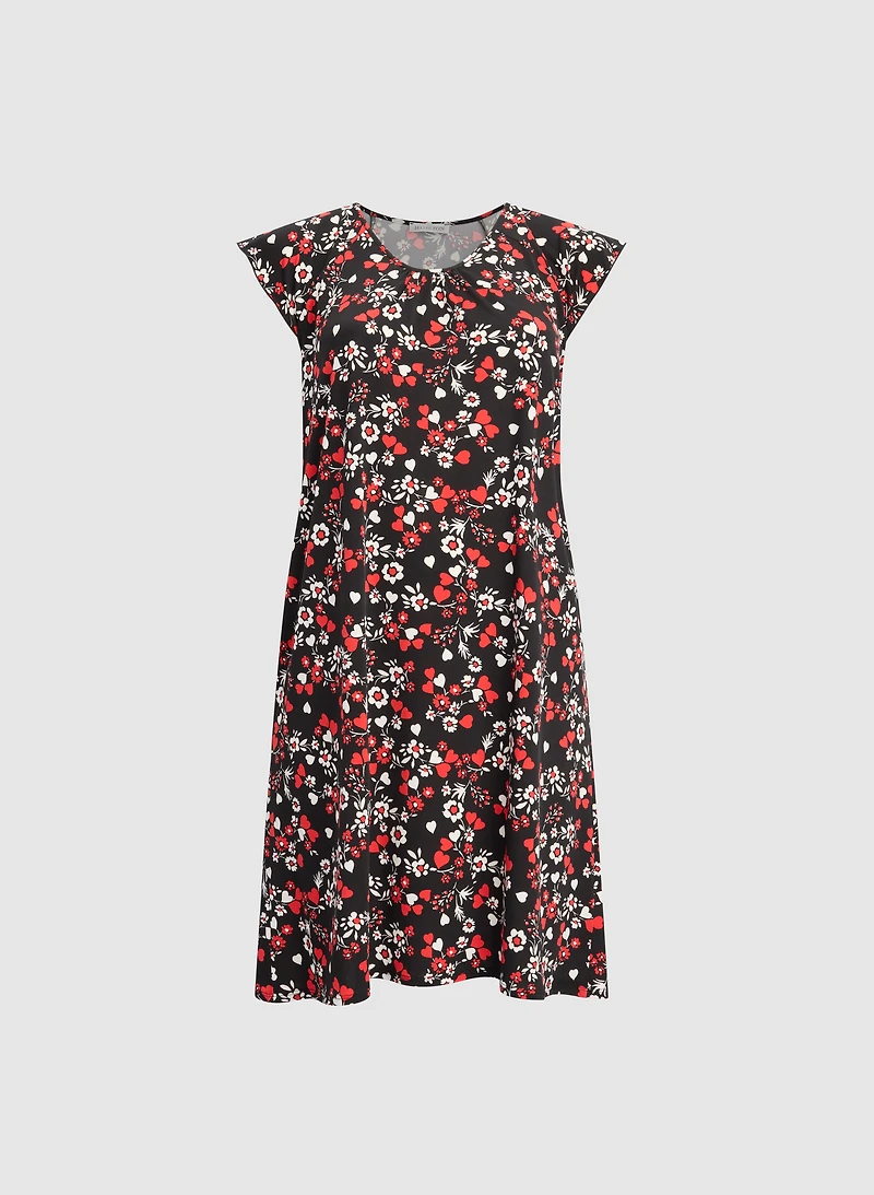 Floral & Heart Print Nightgown