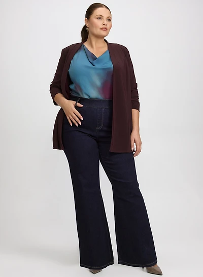 Open Front Jacket & Pull-On Flare-Leg Jeans