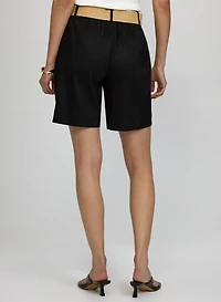 Short en mélange de lin à ceinture