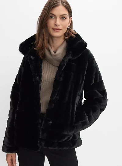 Ribbed Faux Fur Coat