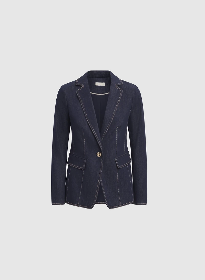 Contrast Stitch Denim Blazer
