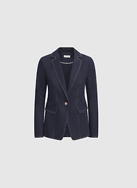 Contrast Stitch Denim Blazer