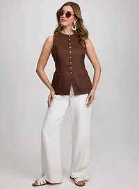 Button-Down Vest & Olivia Belted Wide-Leg Pants