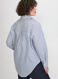 Stripe Pearl Trim Blouse
