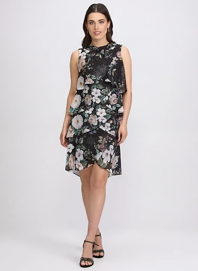 Robe étagée à motif floral
