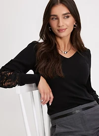 Pull à manches en dentelle