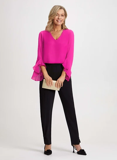 Flutter Sleeve Blouse & Tapered Leg Pants