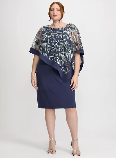 Floral Capelet Overlay Dress