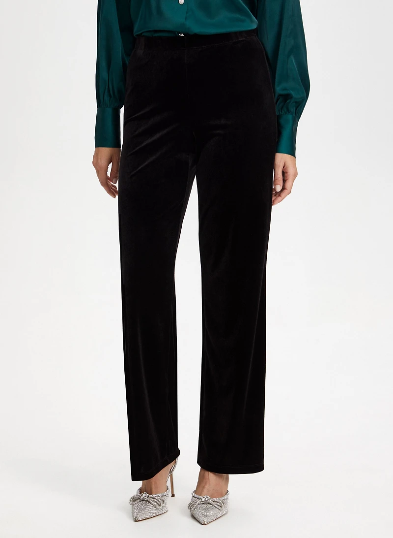 Pantalon Olivia à jambe droite en velours – long