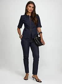 Denim Hook-Front Jacket & Emma Slim-Leg Denim Pants