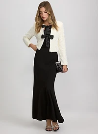 Sequined Velour Jacket & Godet Insert Skirt