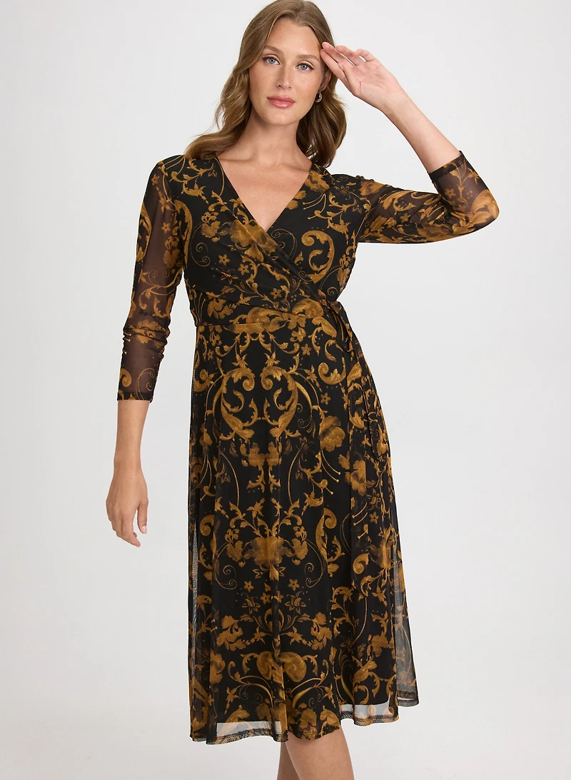 Paisley Faux-Wrap Dress
