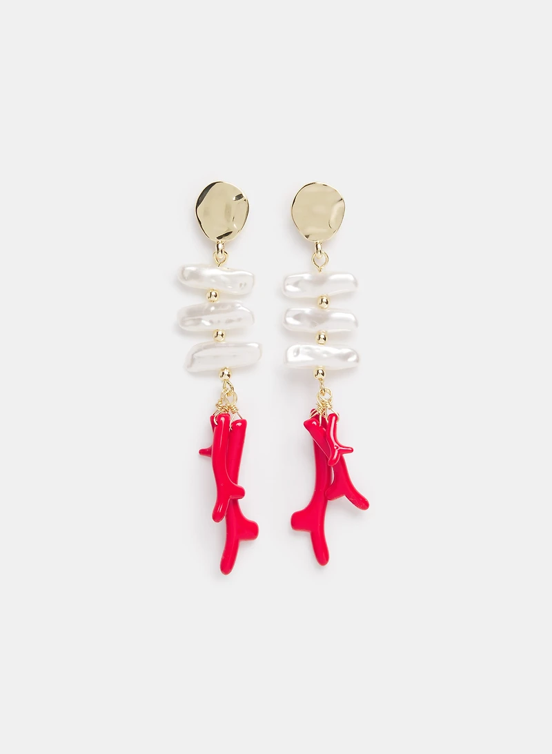 Pearl Coral Earrings