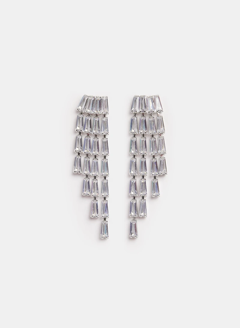 Cascading Crystal Baguette Earrings