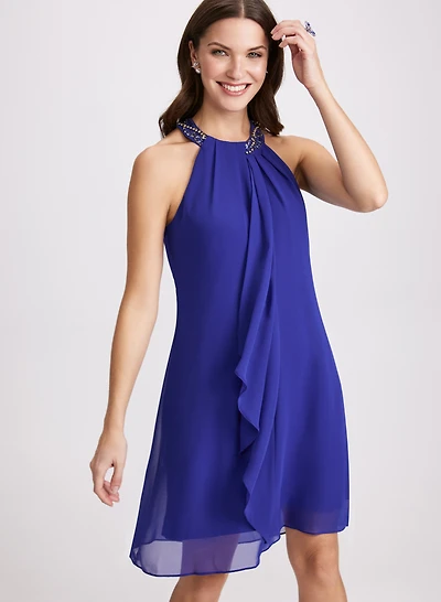 Robe à encolure licou pierres