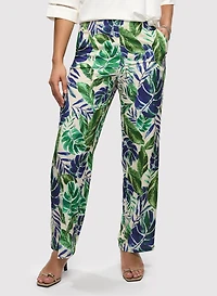 Pantalon à jambe large et motif feuilles de palmier